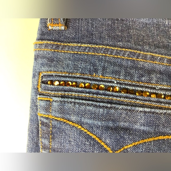 Vintage Cache Rhinestone Studded Wide Leg Jeans Size 2 - Picture 3 of 5